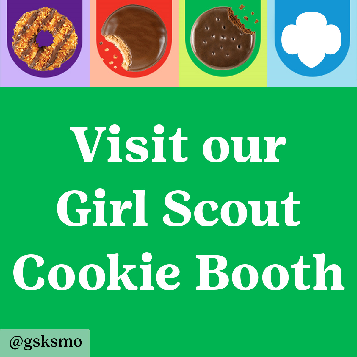 Visit our Girl Scout Cookie Booth graphic